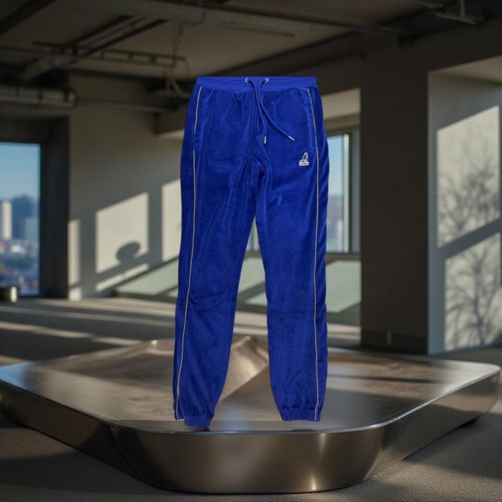 Kangol Velour Jogger Pants Men's Small Royal Blue Elastic Waist NWT